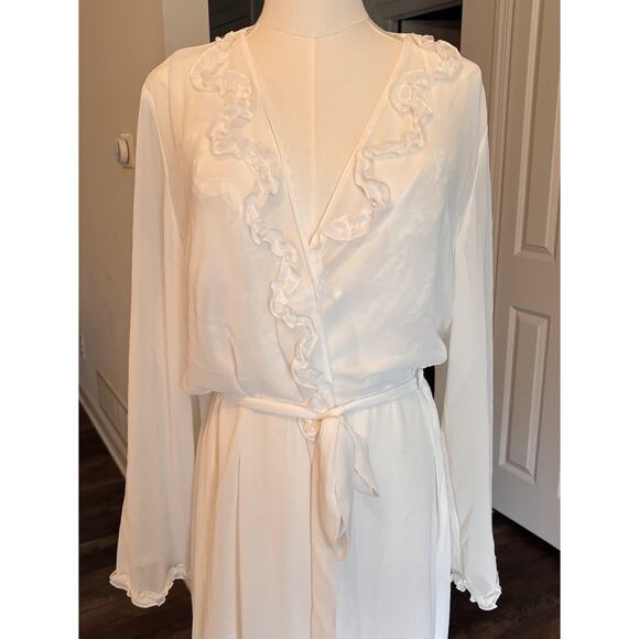 Linea Donatella White Ivory Lace Peignoir Set Nightgown Robe XL Wedding Lingerie - Picture 2 of 8